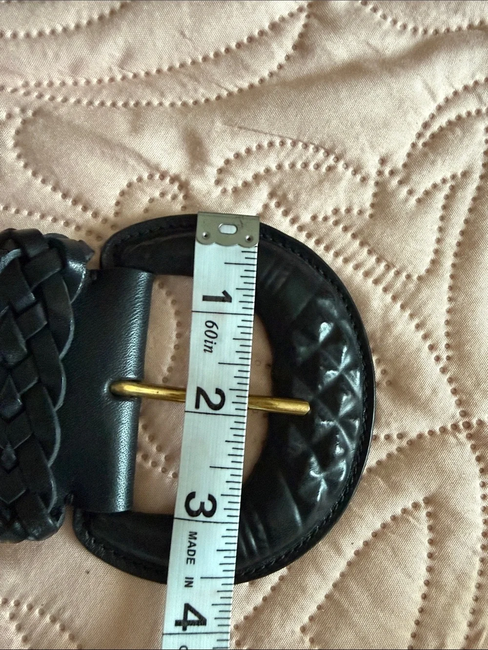 Ralph Lauren Black Woven Leather Belt with Brass-Tone Buckle (NEW WITHOUT TAG)
